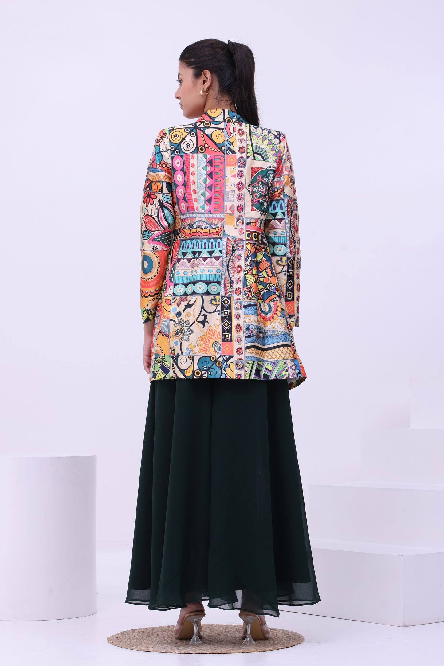 Jade Printed Sharara Set With Blazer