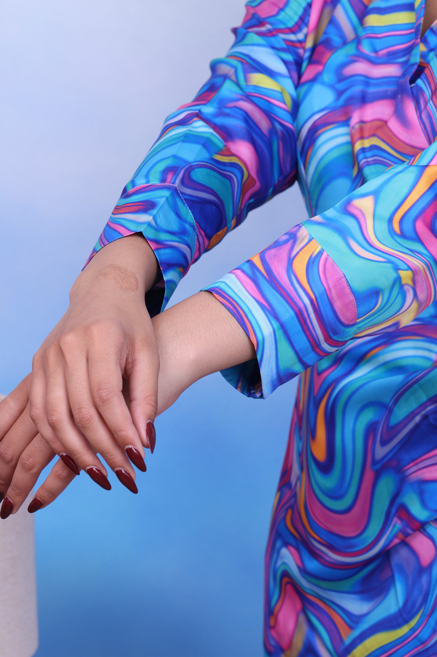 Printed Satin Wrap Dress