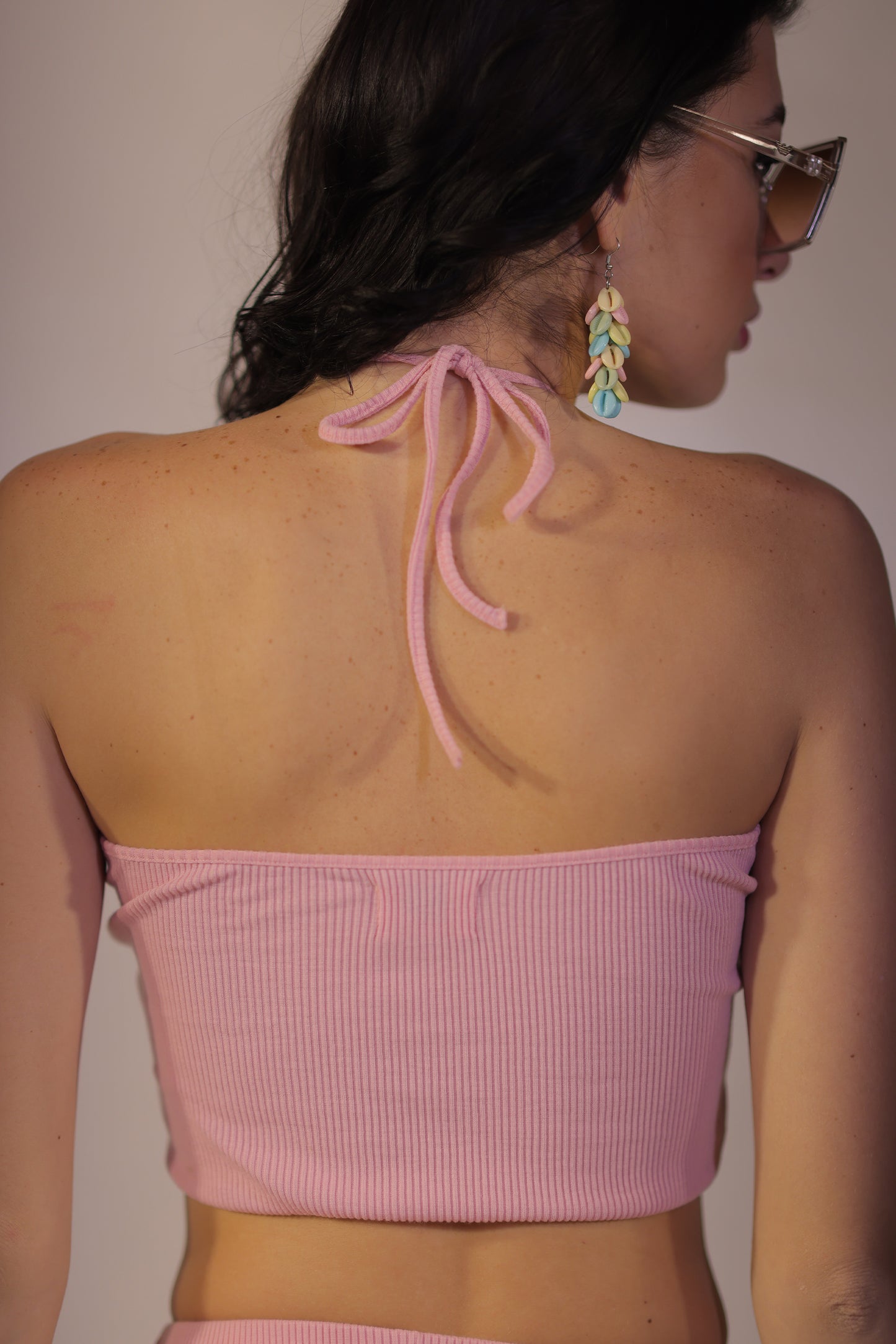 Blush Tie Up Rib Knit Top