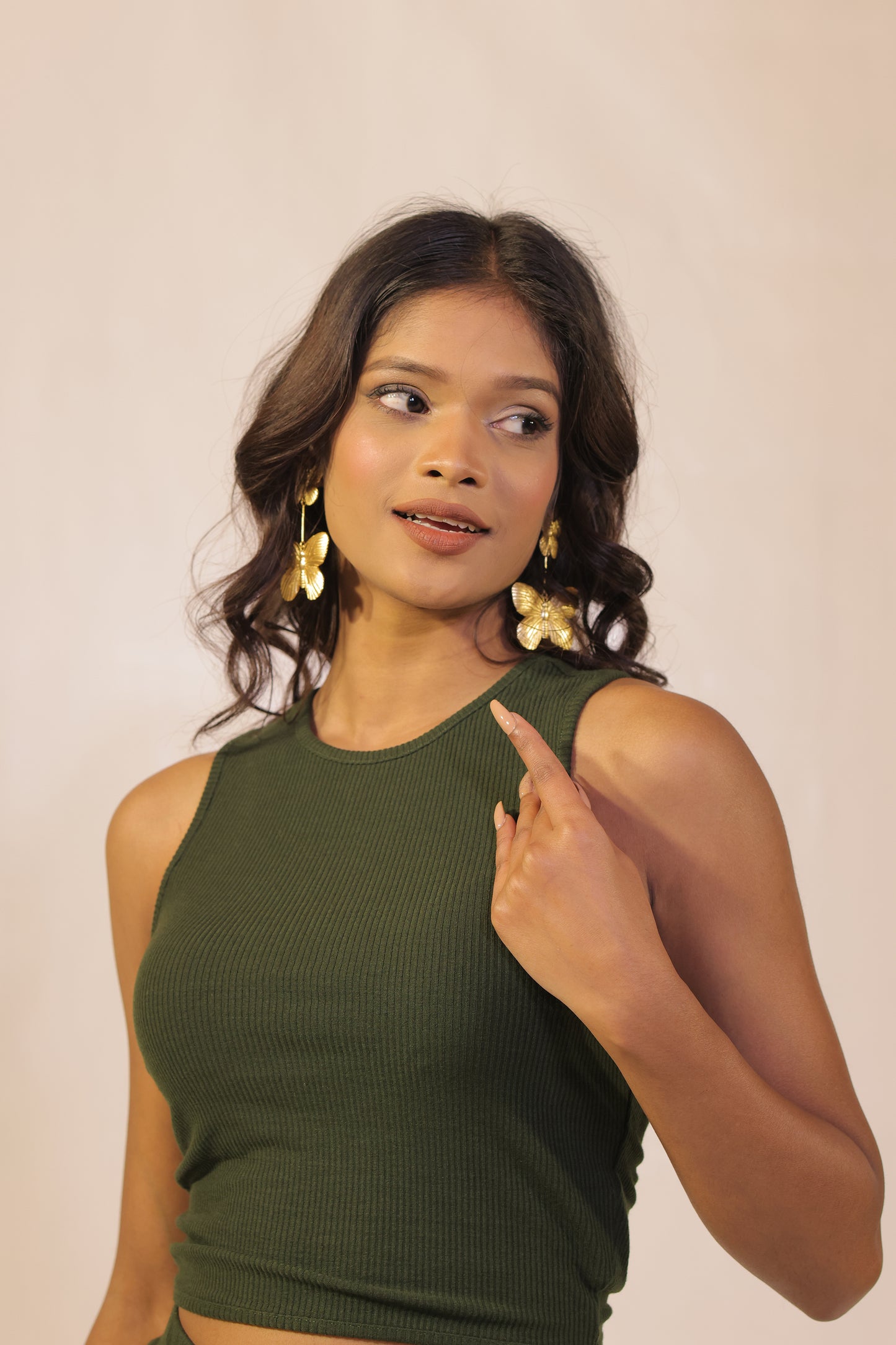 Babe Blue V Neck Open Top