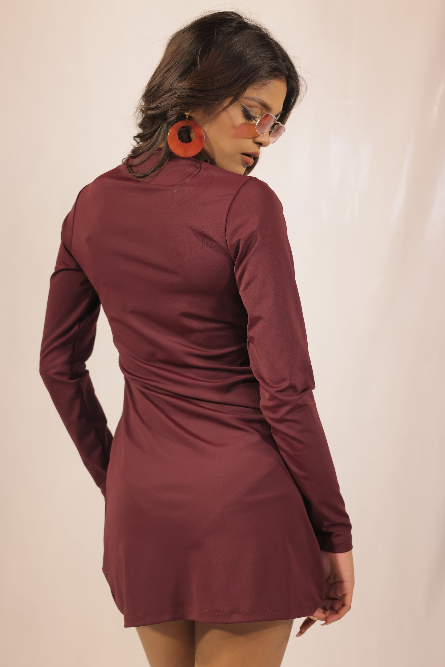 Auburn Full Sleeves Lycra Wrap Dress