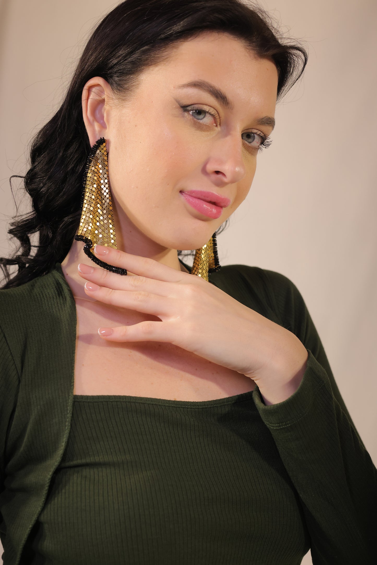 Forest Green Rib Knit Dress With Slit