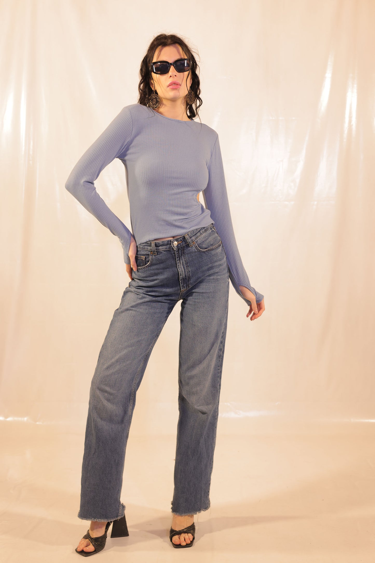 Babe Blue Cutout Top