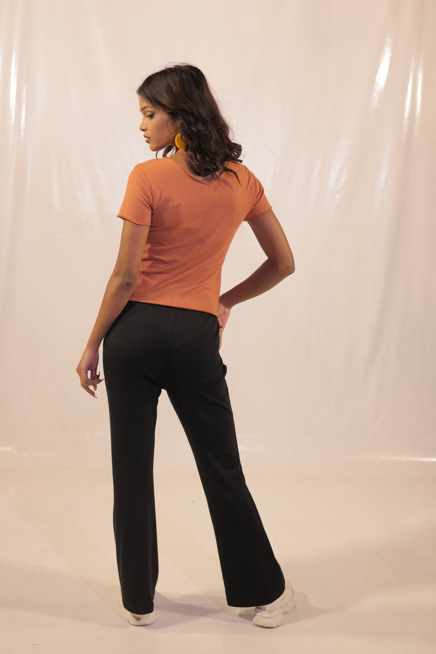 Sienna Rib Knit V Neck Top