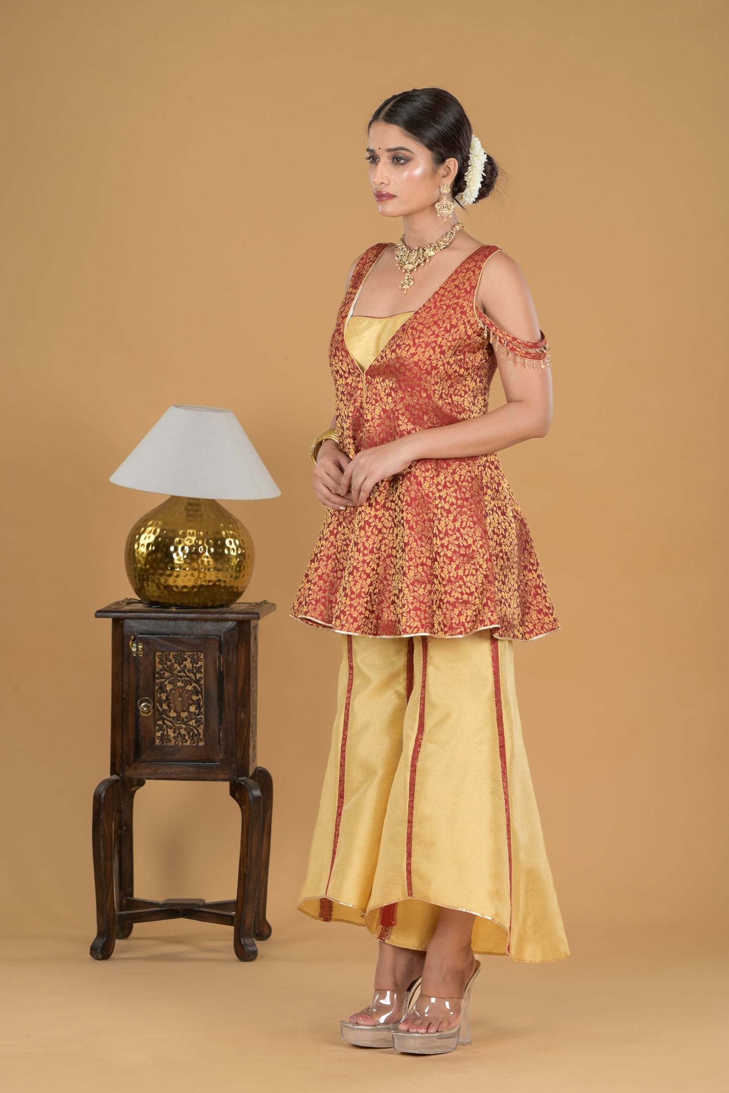 Regal Red Indo-western Coord Set