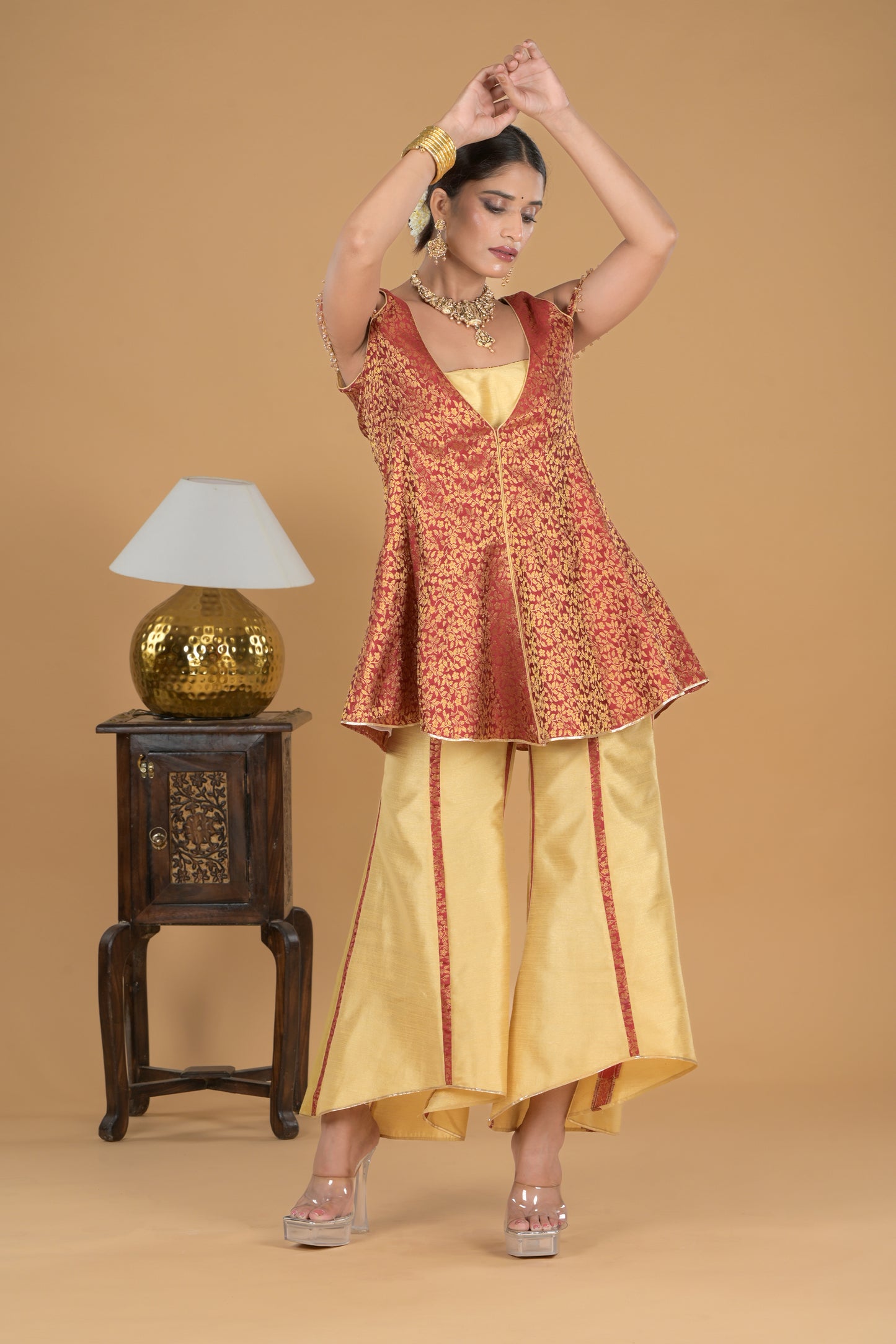 Regal Red Indo-western Coord Set
