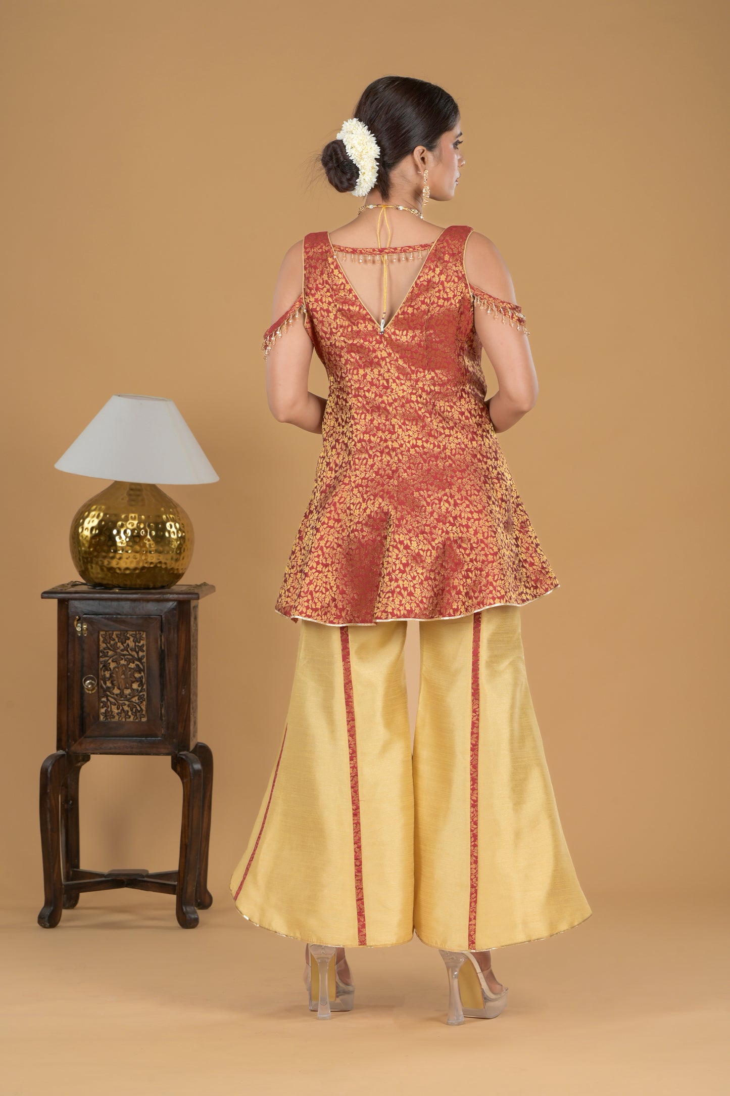Regal Red Indo-western Coord Set