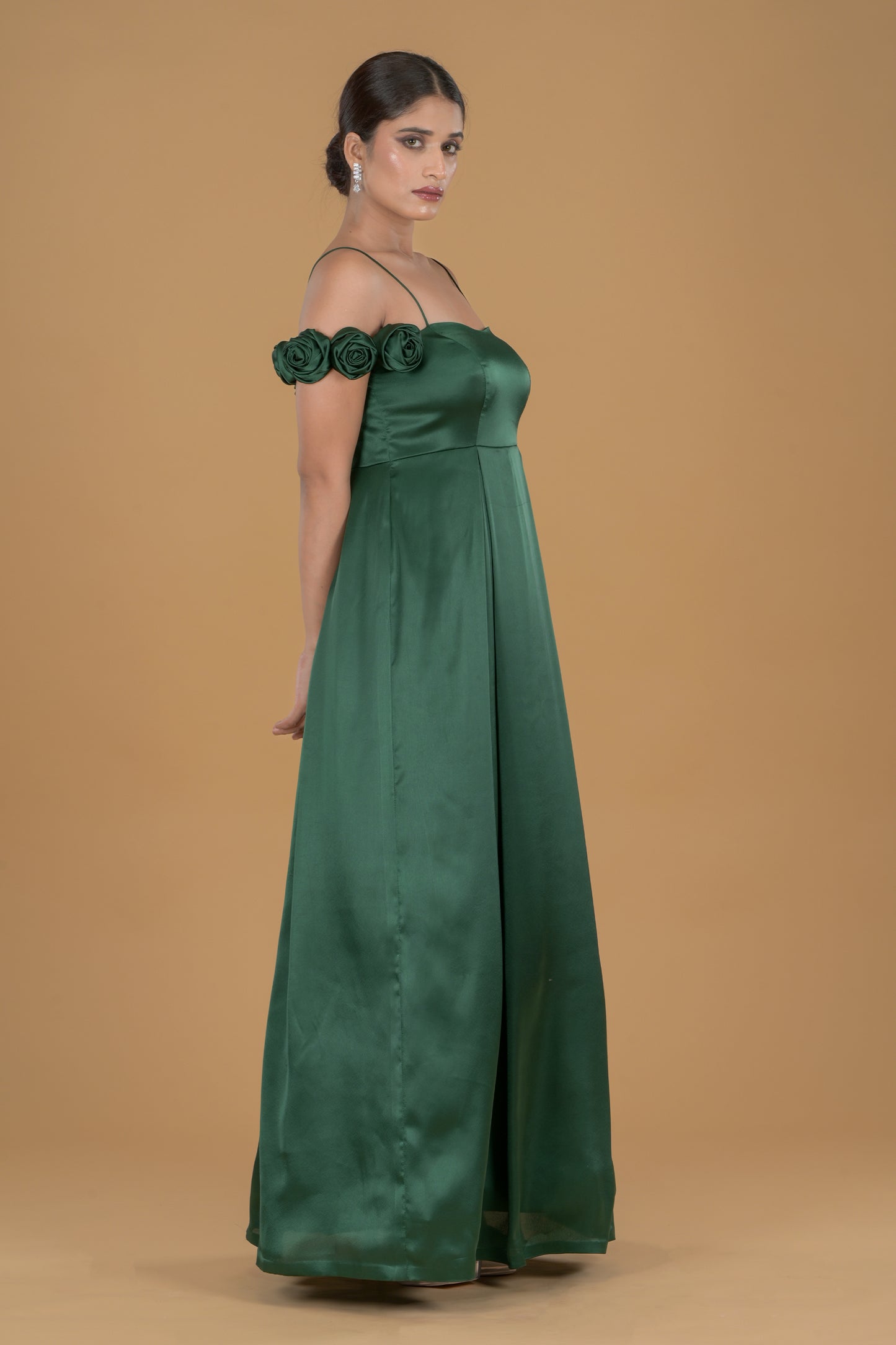Emerald Enchantment Royal Green Satin Gown