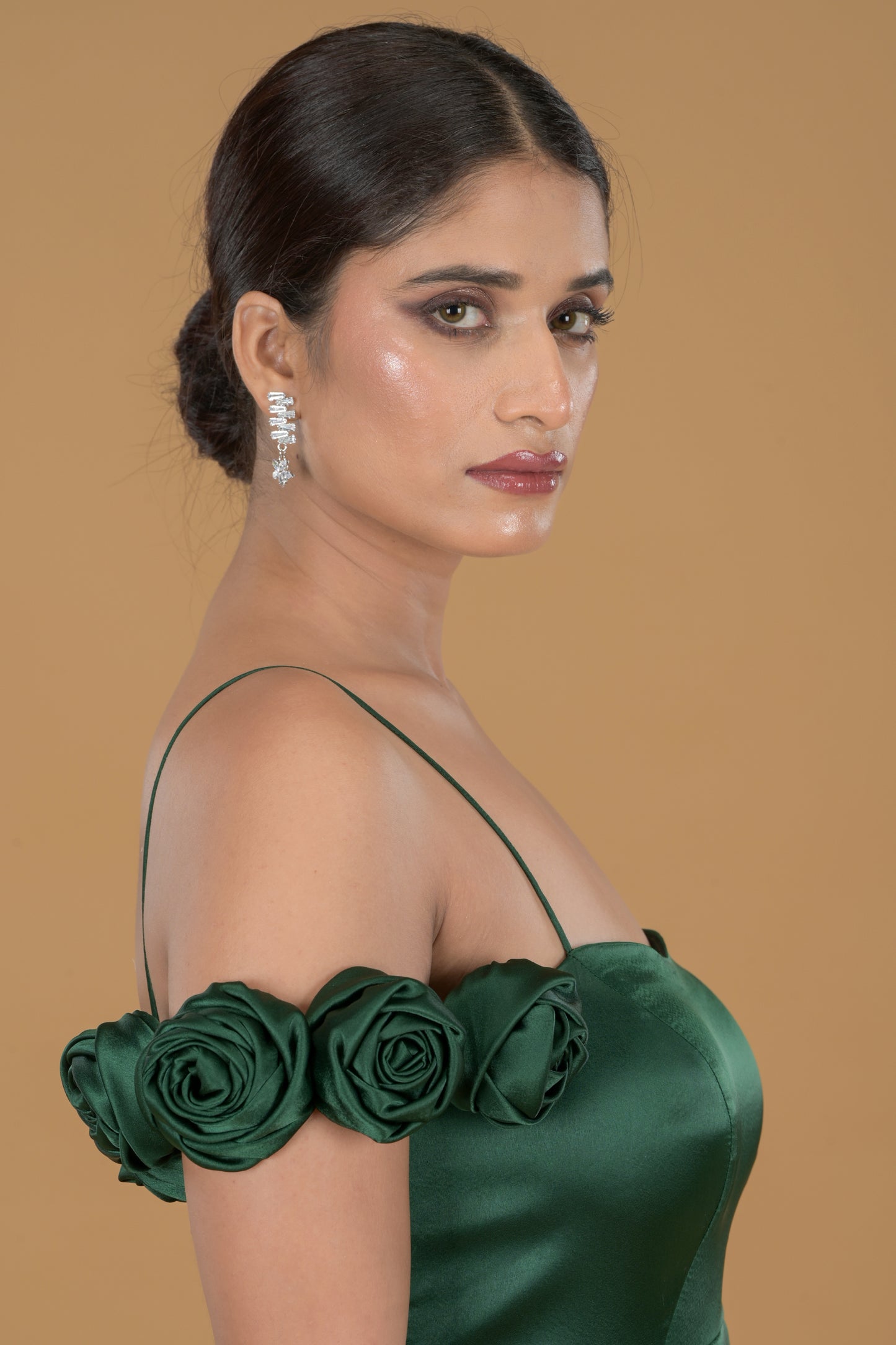 Emerald Enchantment Royal Green Satin Gown