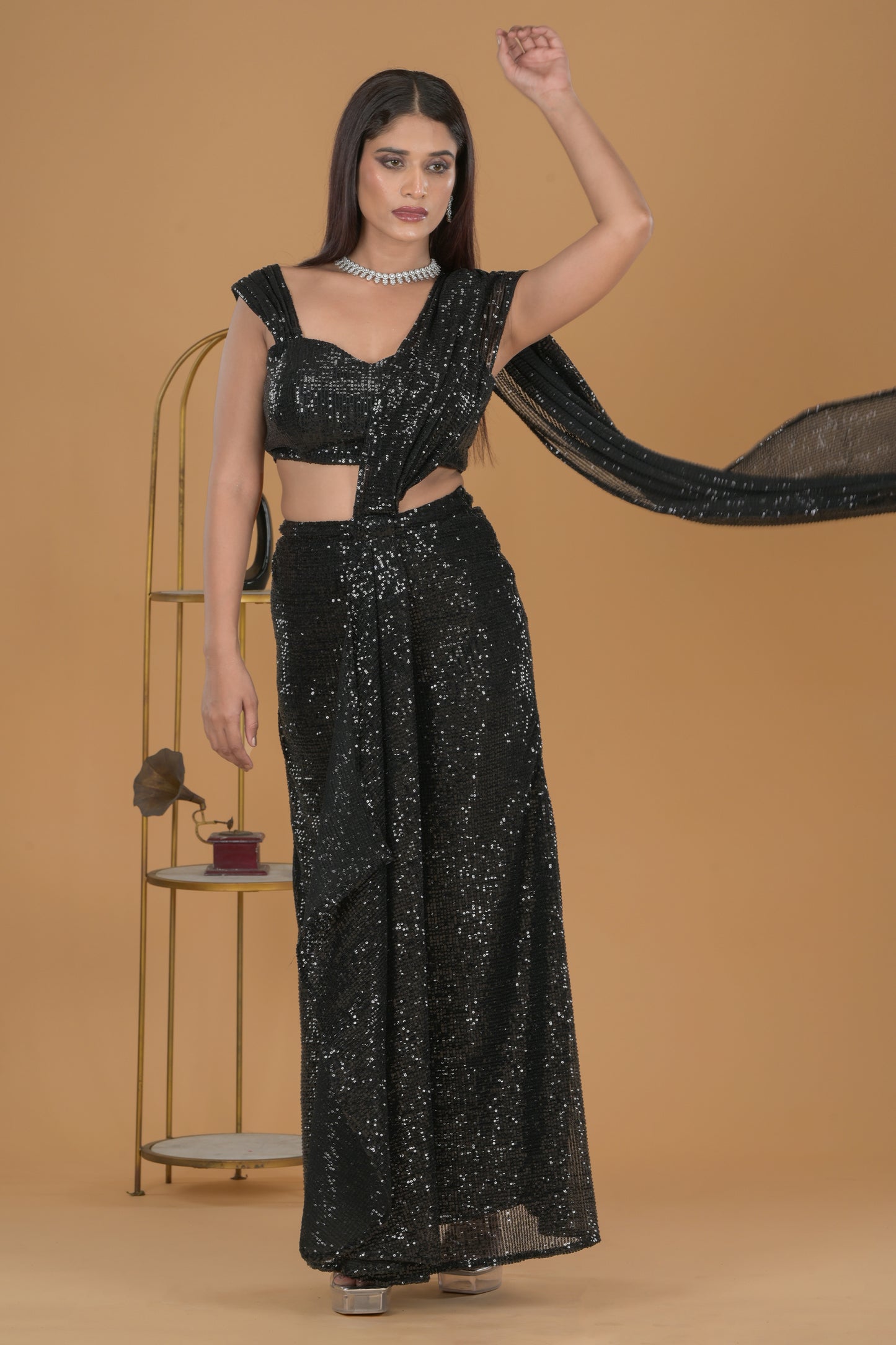 Starlet Glamour Ready-to-wear Draped Saree And Blouse Set