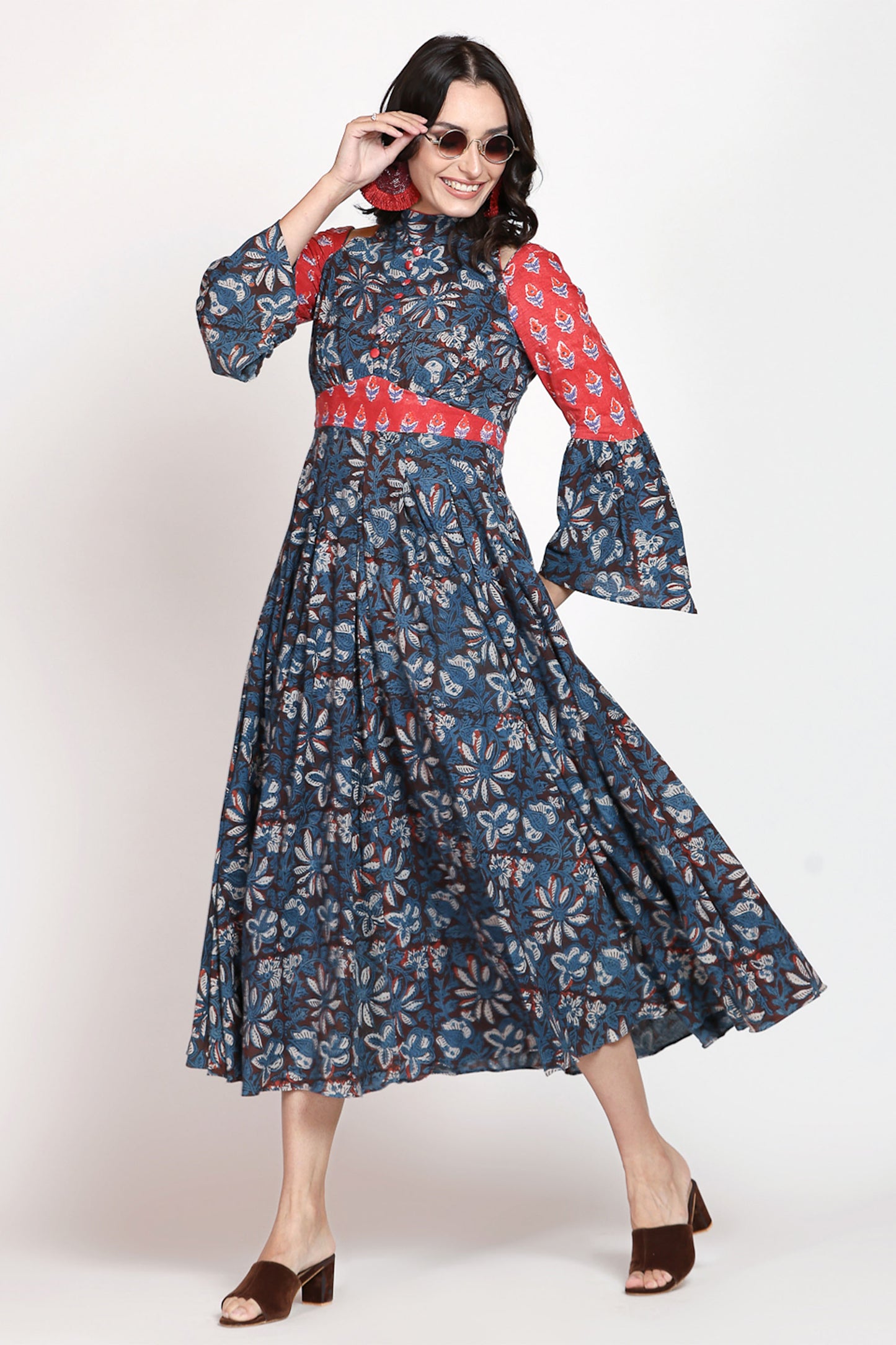 Sanganeri Halter Neck Dress