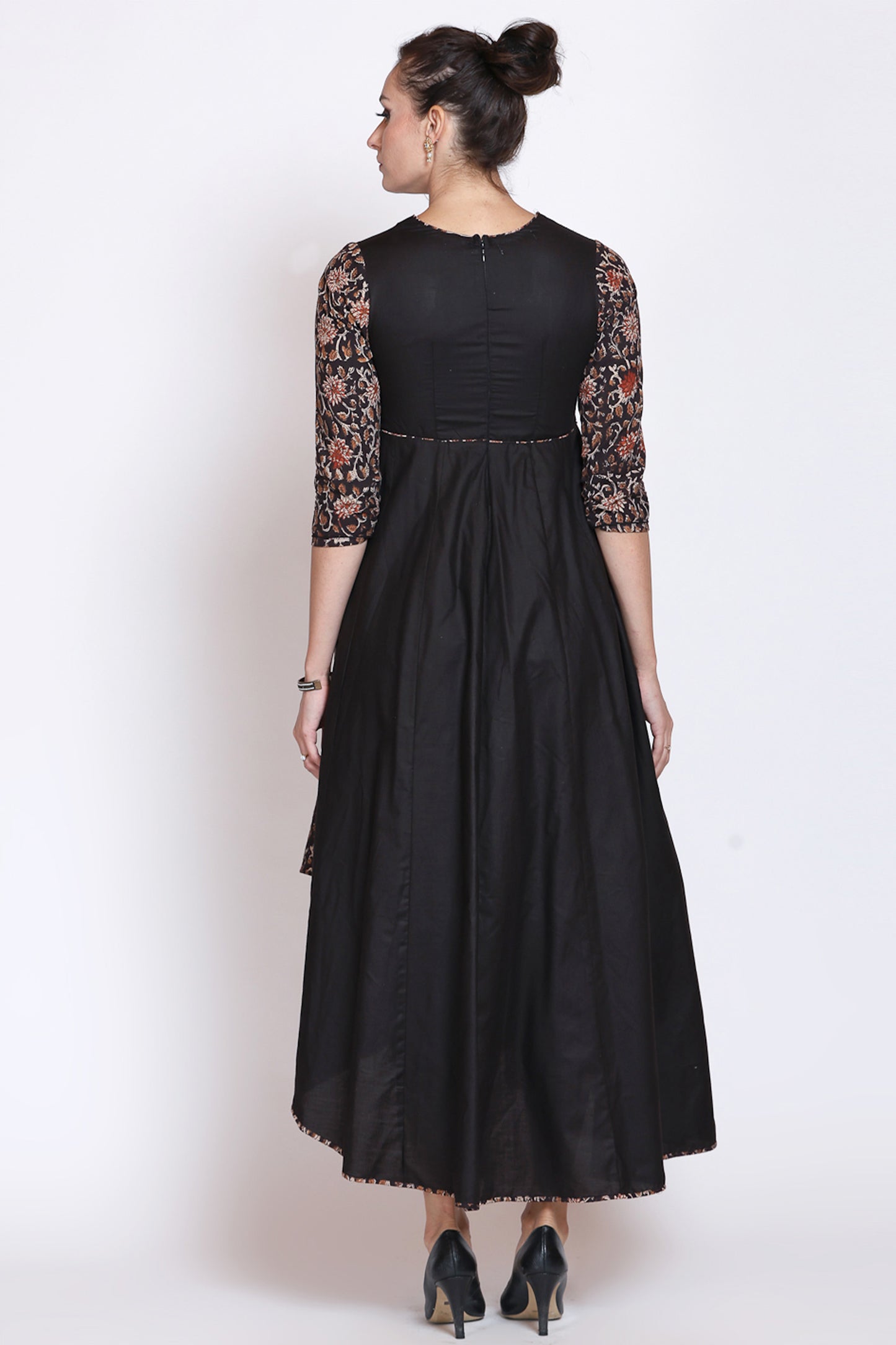 Flared Black Bagru Dress