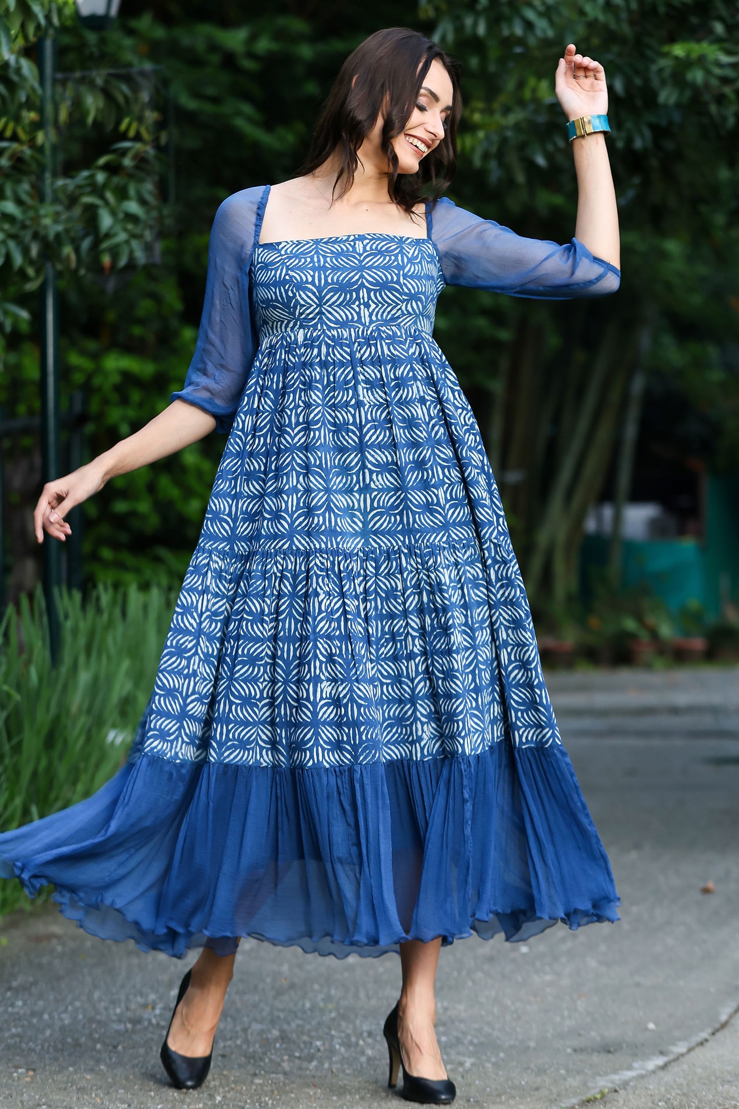 Indigo Smocked Dress