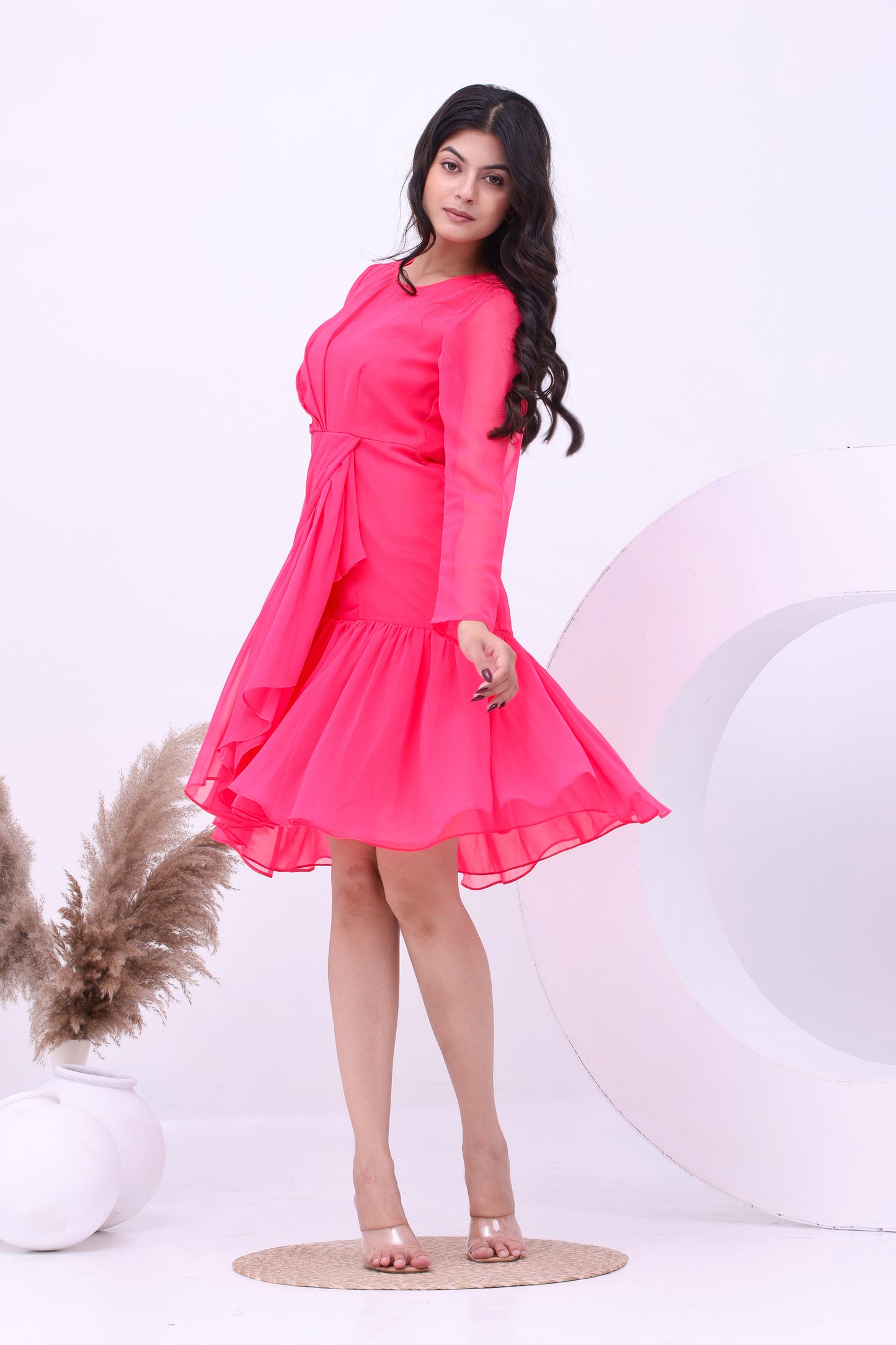 Hot Pink Drape Dress