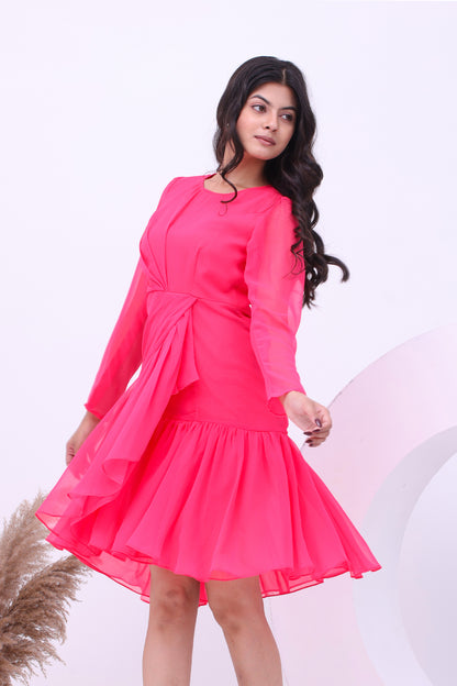 Hot Pink Drape Dress