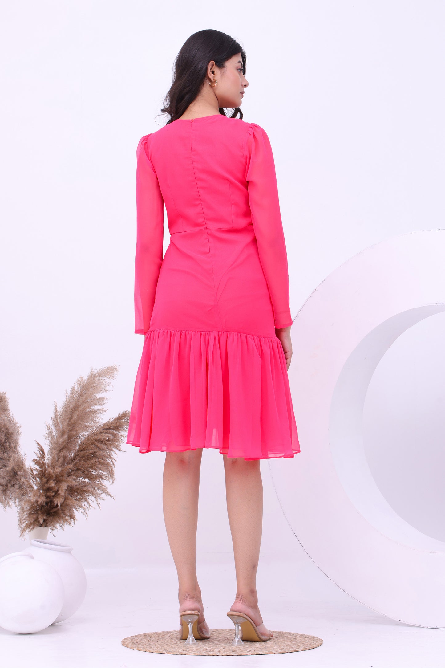 Hot Pink Drape Dress