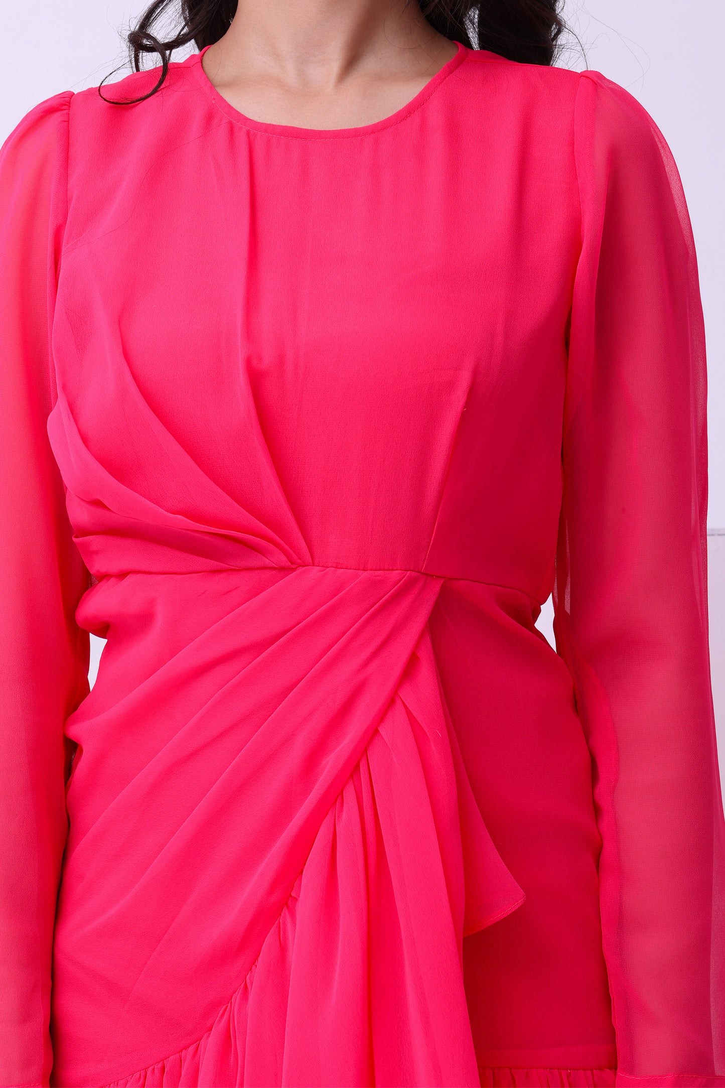 Hot Pink Drape Dress