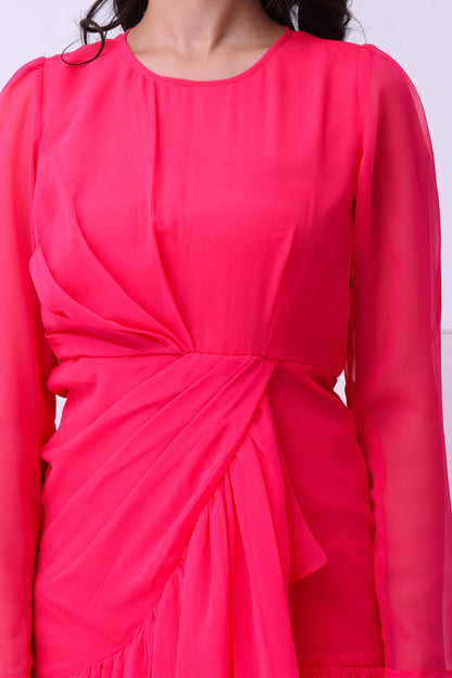 Hot Pink Drape Dress