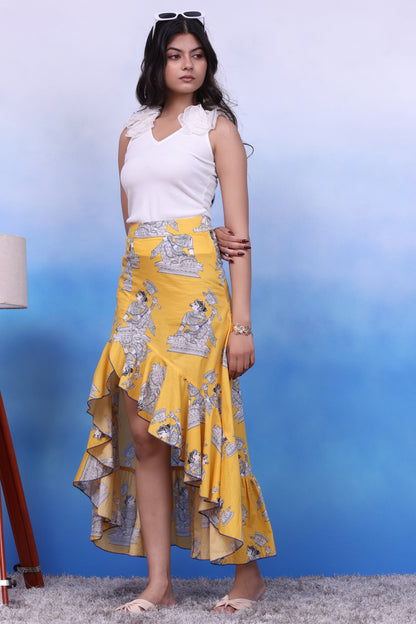 White Rose Vest With Ruffle Skirt