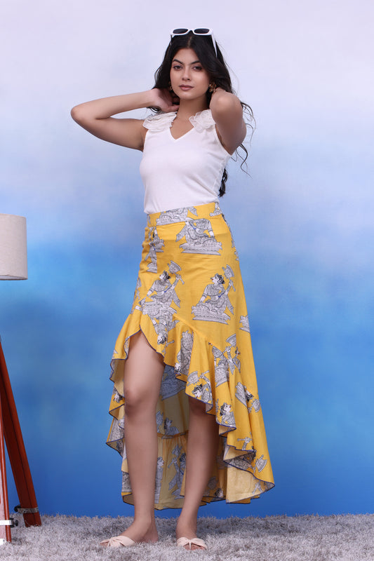 White Rose Vest With Ruffle Skirt