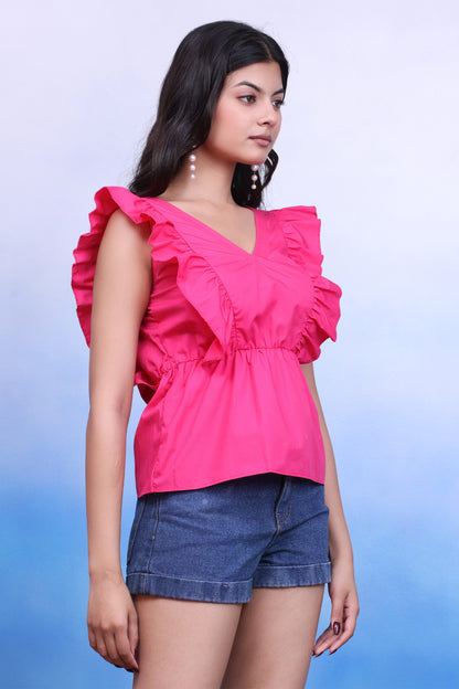 Fuchsia Bow Top