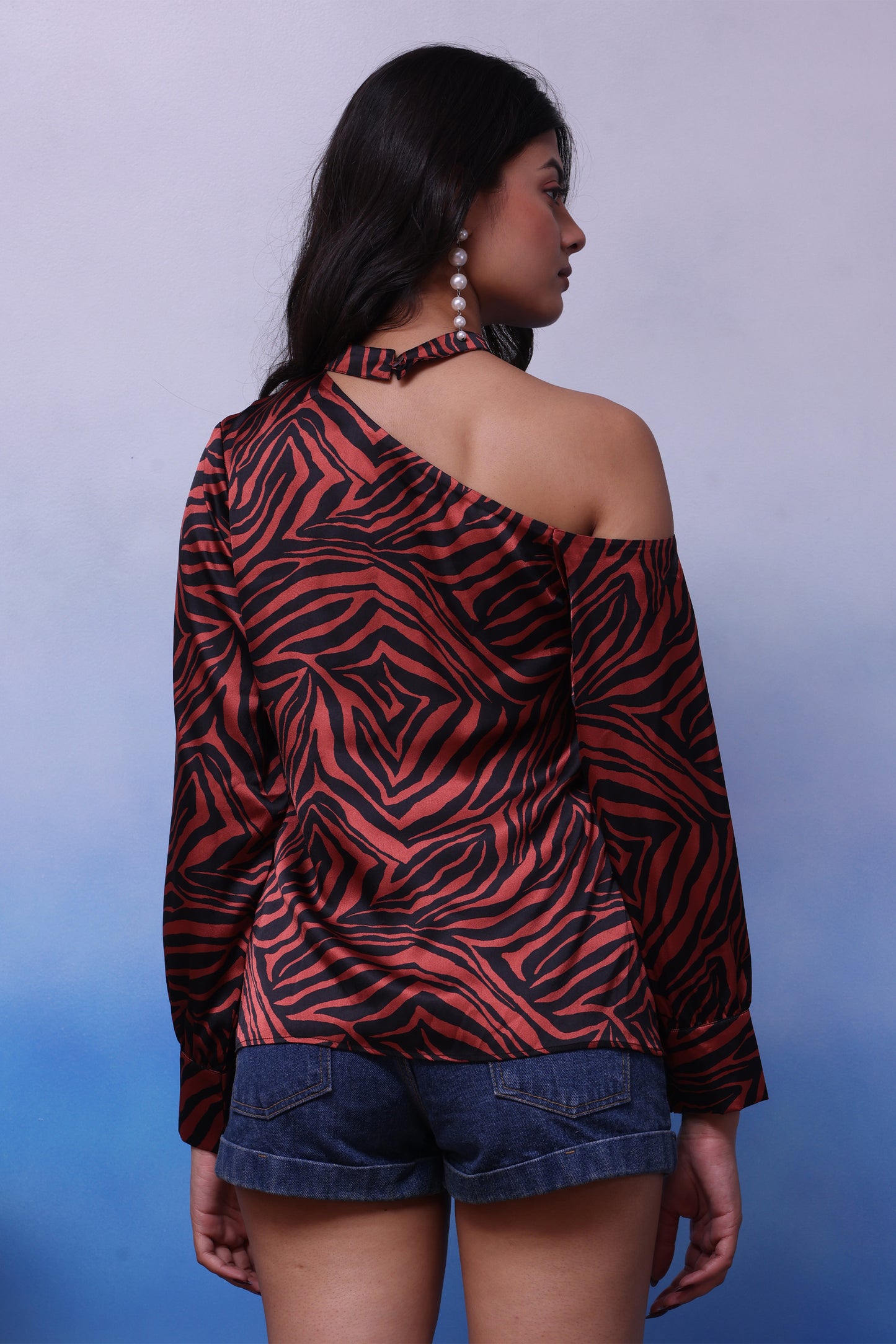 Tiget Print Satin Top