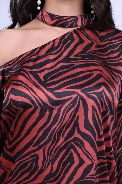 Tiget Print Satin Top