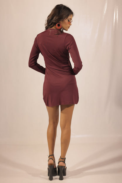 Auburn Full Sleeves Lycra Wrap Dress