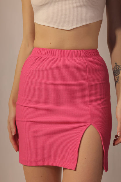 Barbie Pink Rib Knit Skirt With Slit