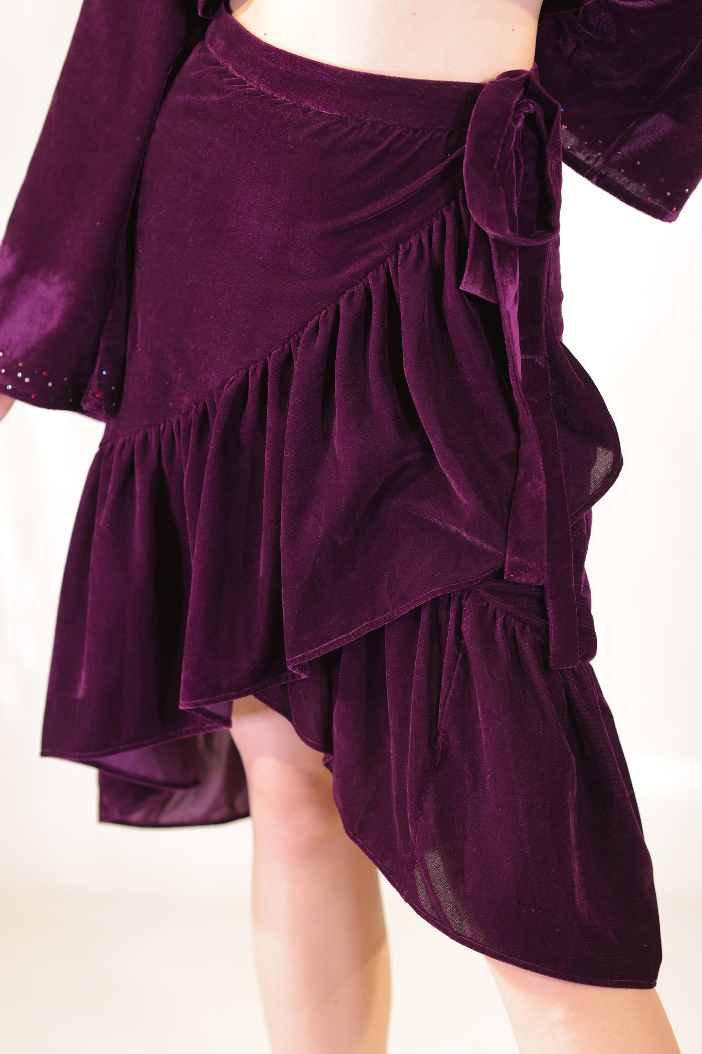 Witchy Violet Velvet Asymmetric Wrap Skirt