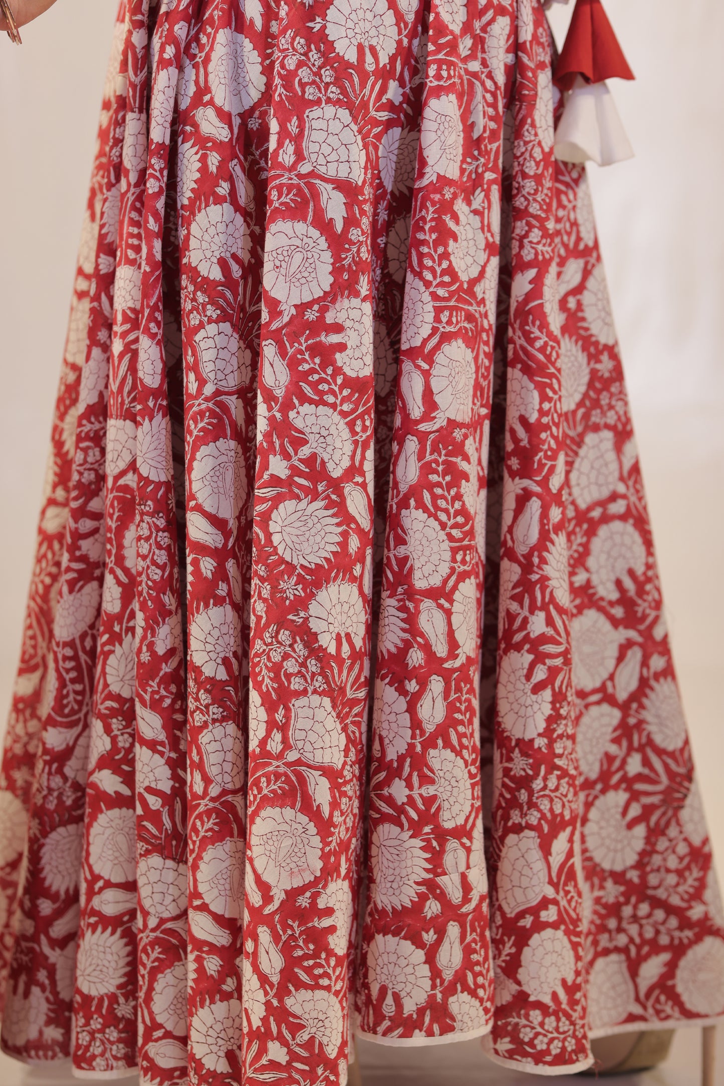 Maroon Sanganeri Kalidaar Handblock Kurta