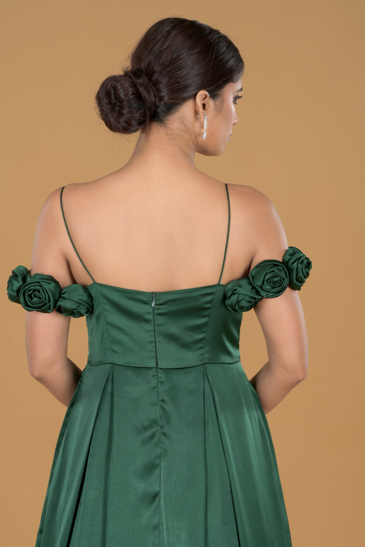 Emerald Enchantment Royal Green Satin Gown