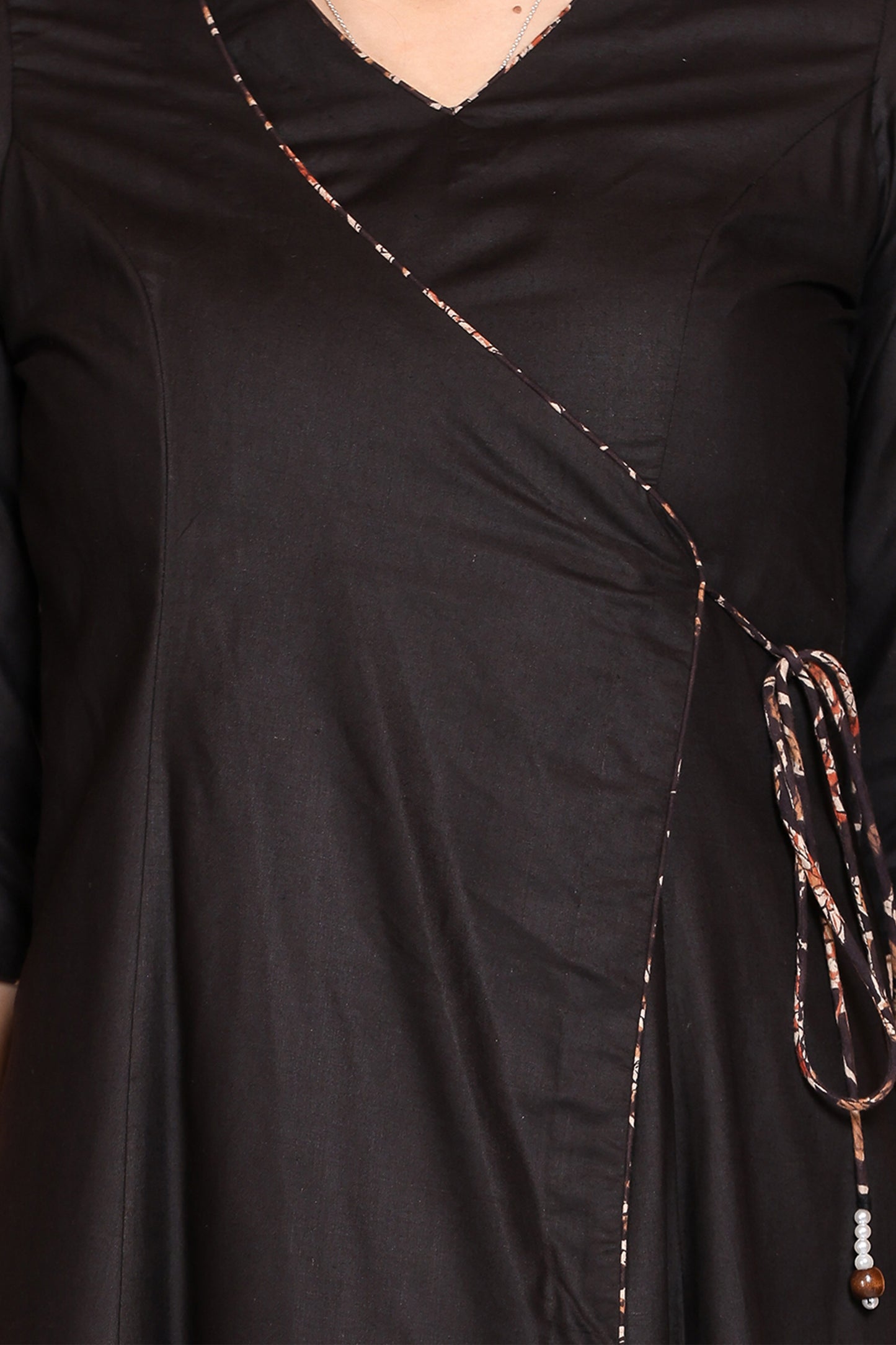 Black Angrakha High Low Bagru Dress