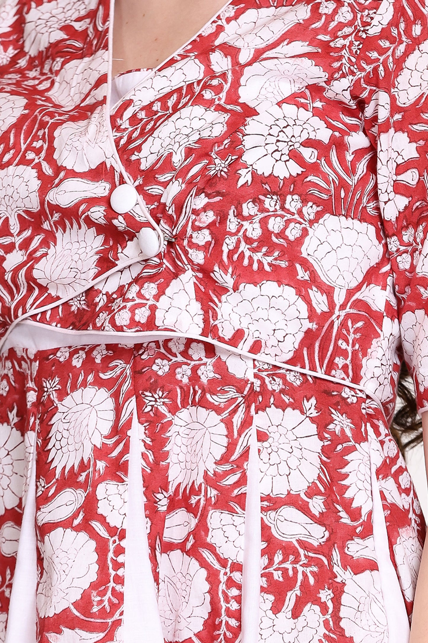 Sanganeri Floral Midi Dress With Shrug