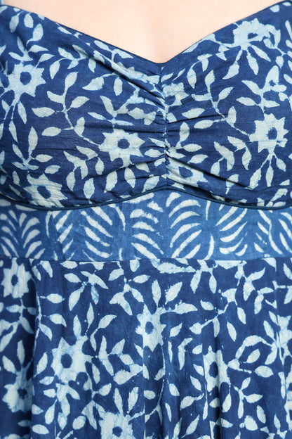 Indigo Double Layered Anarkali Skirt Set