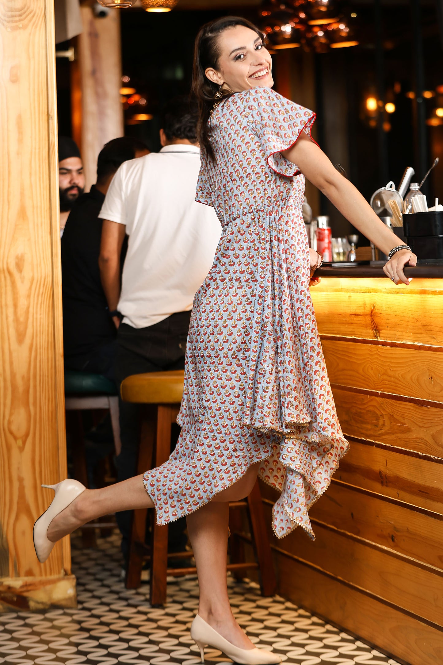 Sanganeri Handkerchief Dress With Tassels