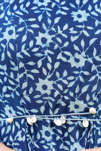 Indigo Churidar Suit Set With Chiffon Seashell Duppatta