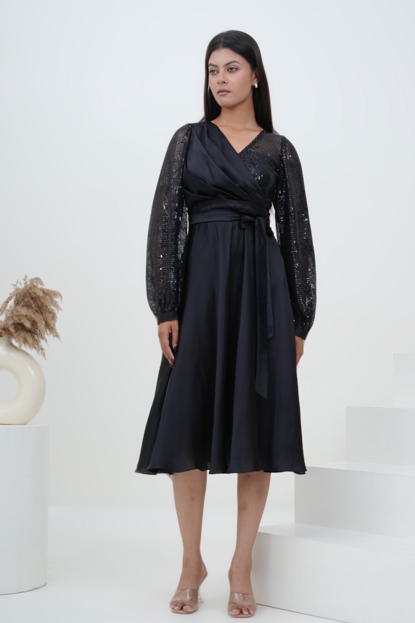 Midnight Noir Wrap Dress