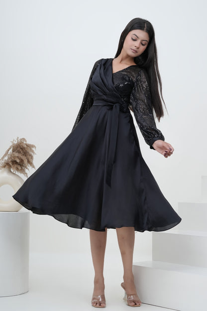 Midnight Noir Wrap Dress