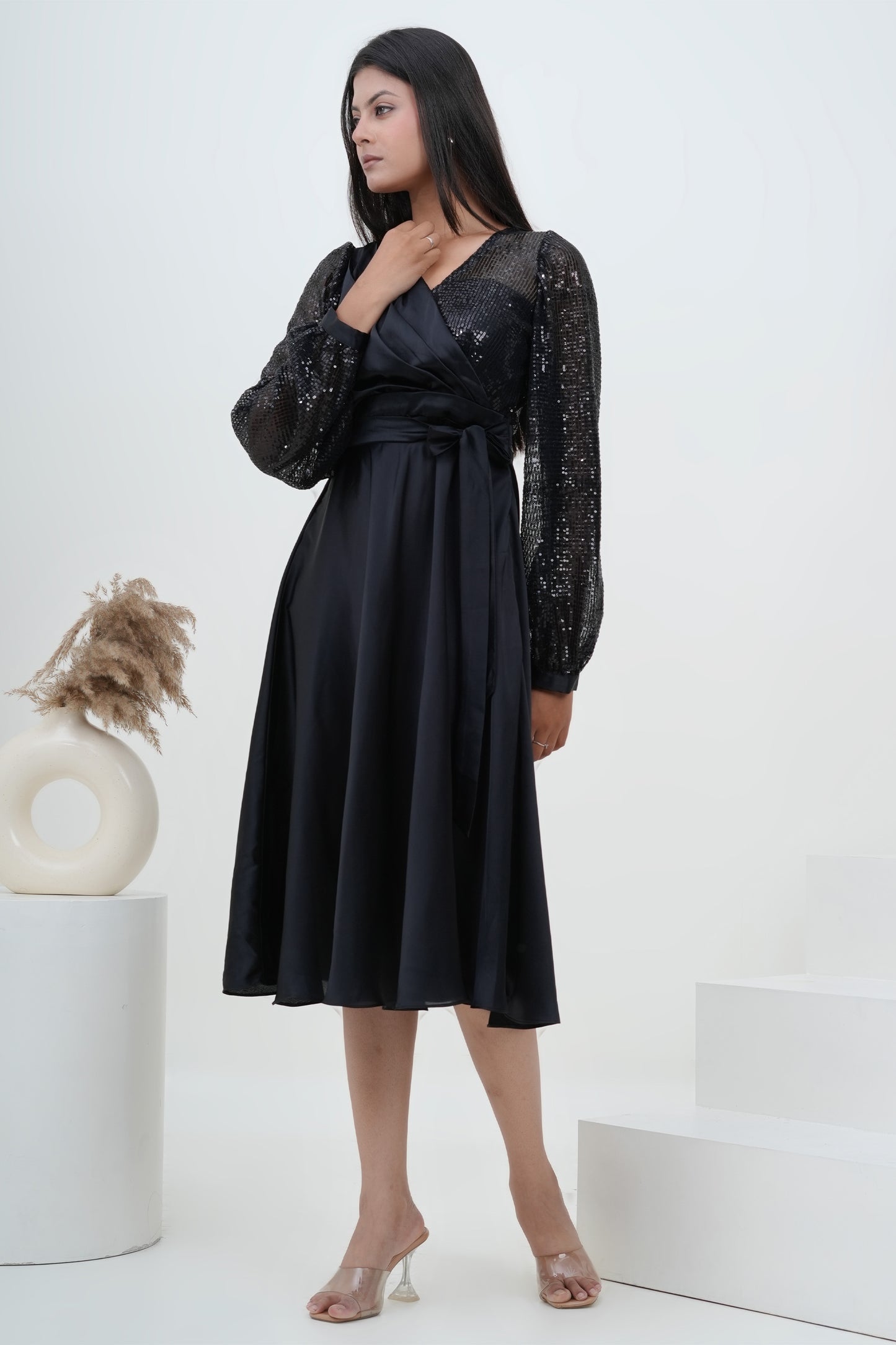 Midnight Noir Wrap Dress
