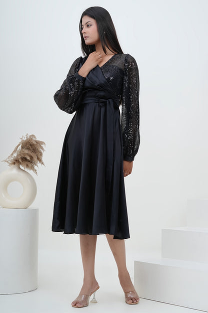 Midnight Noir Wrap Dress