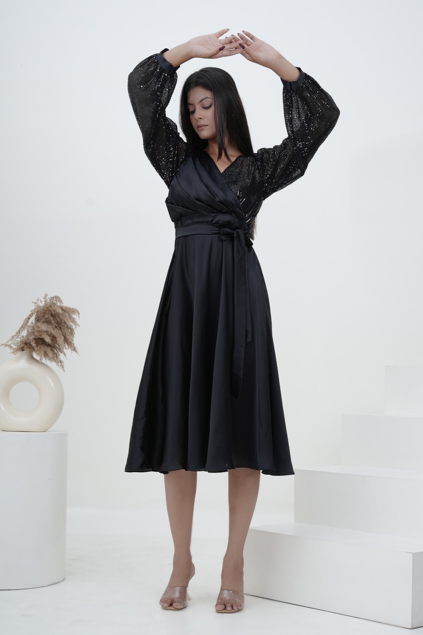 Midnight Noir Wrap Dress