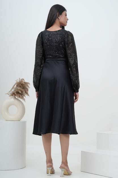 Midnight Noir Wrap Dress