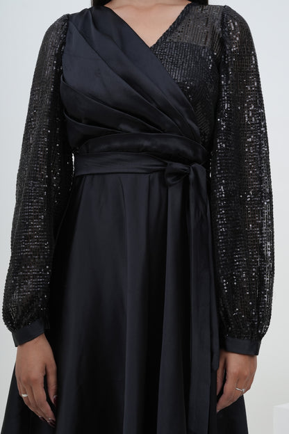 Midnight Noir Wrap Dress