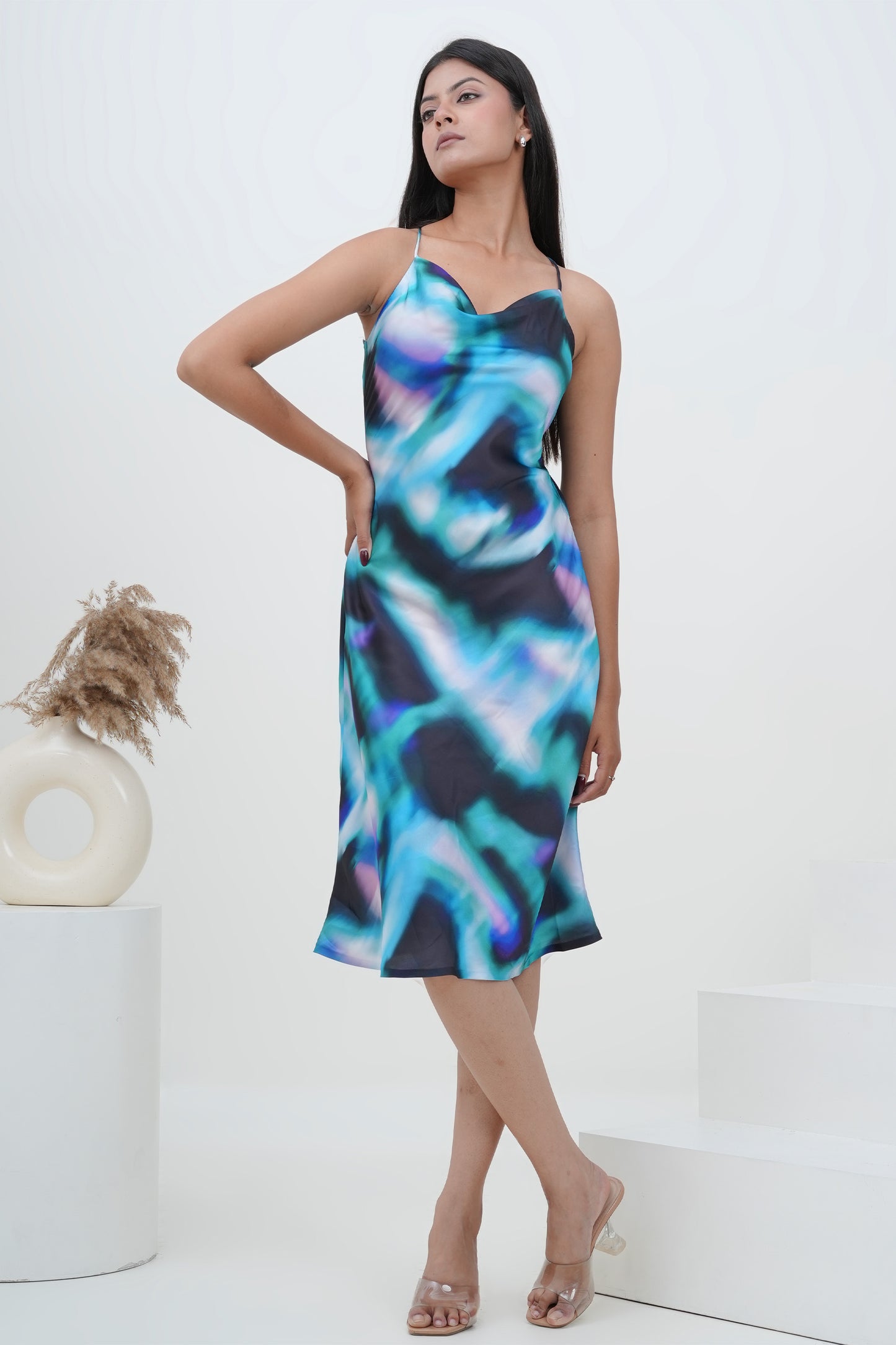 Mystic Waters Cowl Neck Slip Dress
