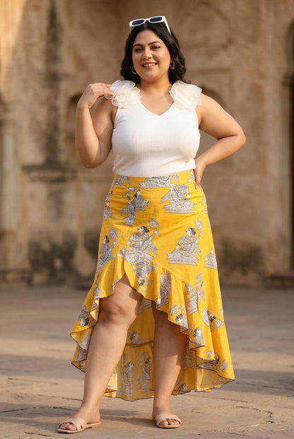 White Rose Vest With Ruffle Skirt