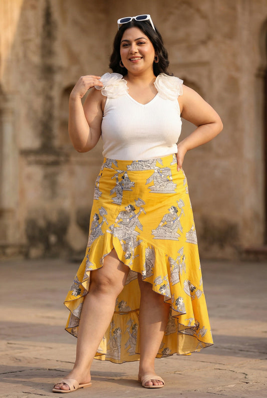 White Rose Vest With Ruffle Skirt