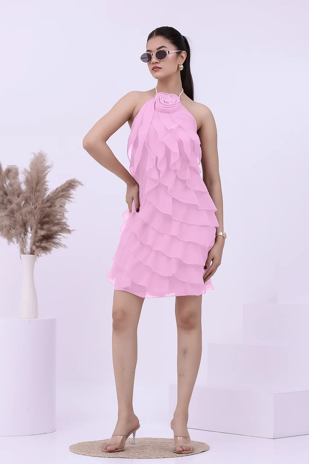 Scarlet Bloom Ruffle Dress