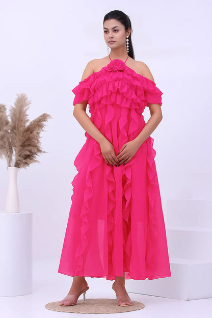 Off- shoulder Boho Maxi Dress