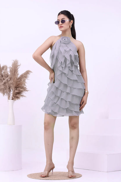 Scarlet Bloom Ruffle Dress